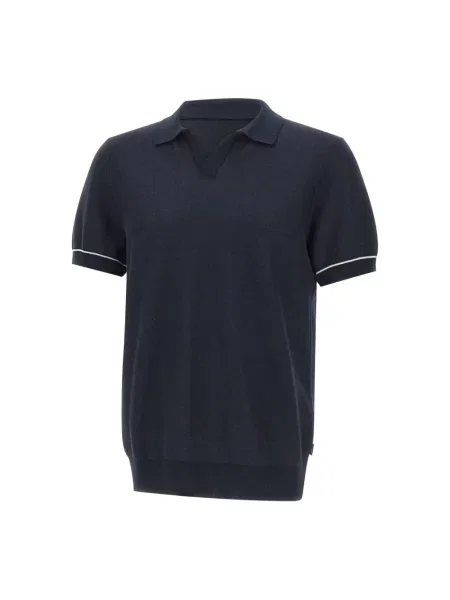 Dzianinowa koszulka polo Boss niebieska