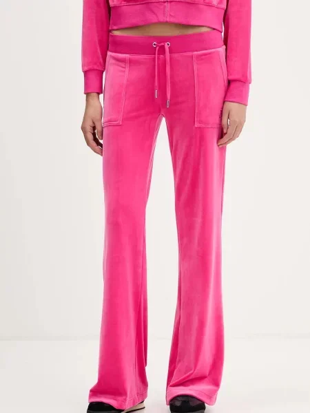 Juicy Couture pantaloni de trening din velur Layla uni roz