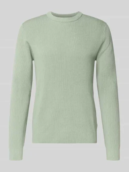 Sweter z dzianiny o kroju relaxed fit z okrągłym dekoltem Lindbergh zielony