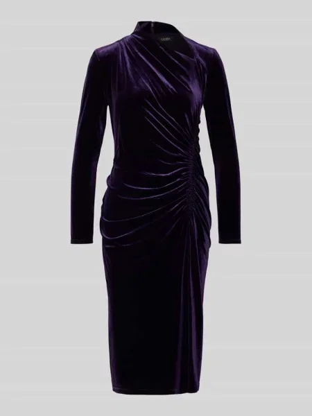 Sukienka midi z aksamitu z marszczeniami model ‘FELRAD’ Lauren Ralph Lauren