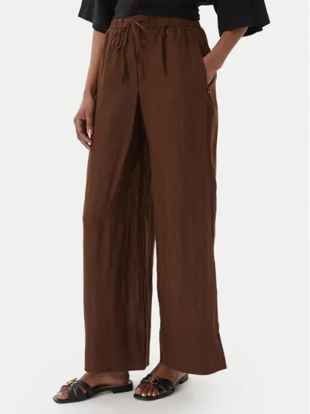 Tommy Hilfiger Παντελόνι υφασμάτινο Σκούρο Wide Leg καφέ