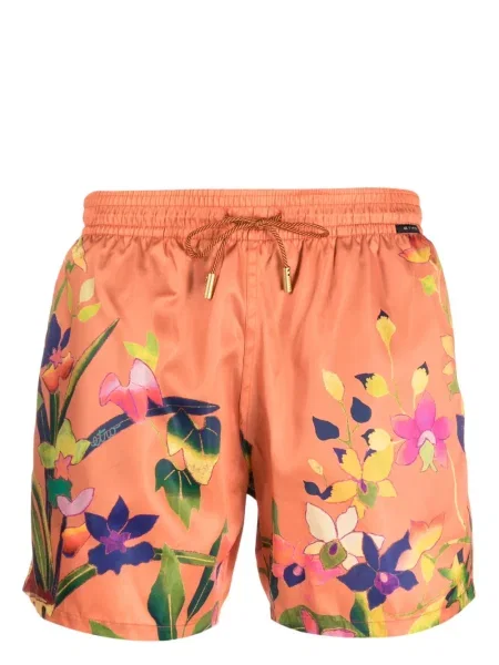 Slip de baie Etro cu model floral cu imagine portocaliu