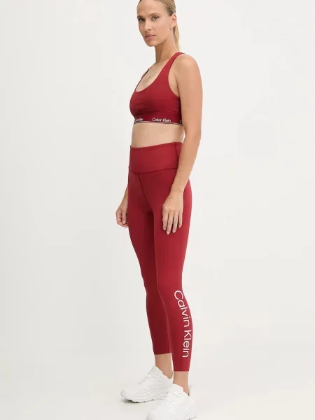 Calvin Klein Performance legginsy treningowe bordowy wzorzyste czerwone