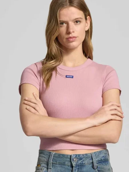 Hugo Krótka Koszulka rosa niebieska