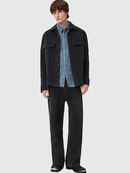 Сорочка AllSaints HAWKER regular класичний комір чорний
