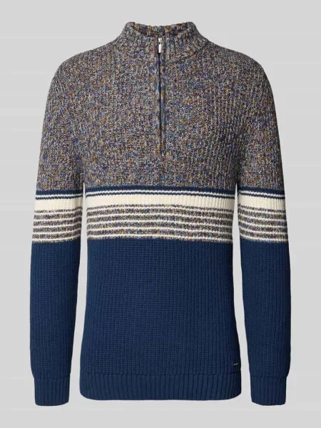 Bluza o kroju slim fit z kołnierzem i efektem dzianiny model ‘Mouline’ Ragman