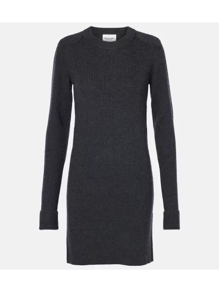 Rochie midi Marant Etoile de lână până la genunchi de costum gri