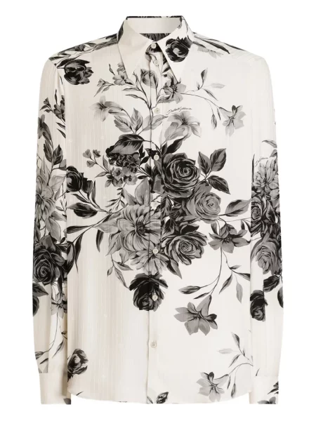 Cămașă Dolce & Gabbana cu model floral cu imagine alb
