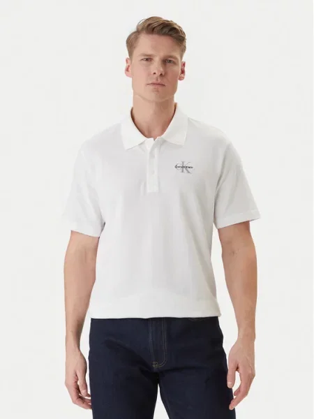 Calvin Klein Jeans Polo majica Easy Monologo bela
