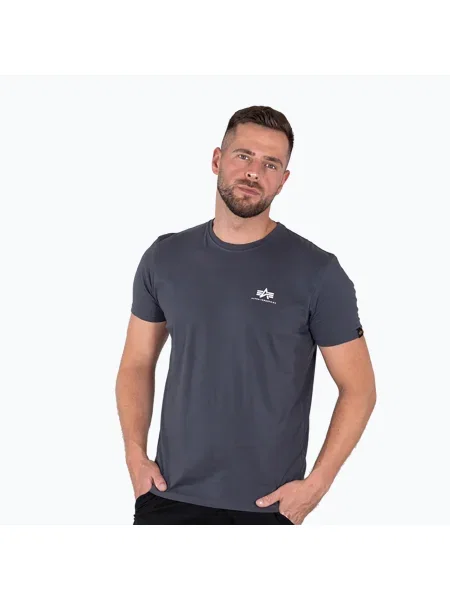 Pánske tričko Alpha Industries Basic Small Logo grey black sivá