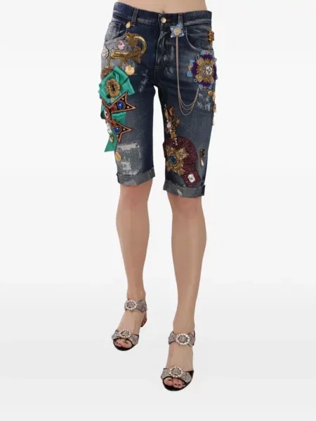Pantaloni scurți Dolce & Gabbana zdrențuiți albastru