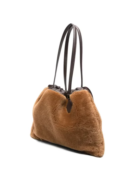Τσάντα shopper Jimmy Choo από δέρμα προβάτου με κορδόνι καφέ