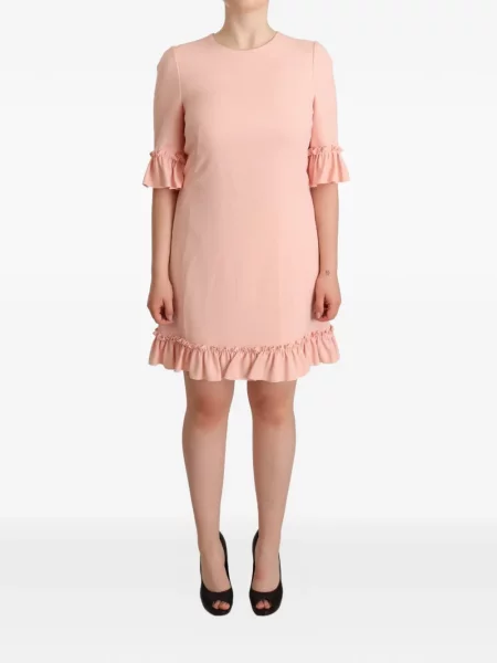 Rochie mini Dolce & Gabbana cu volane în linie A roz