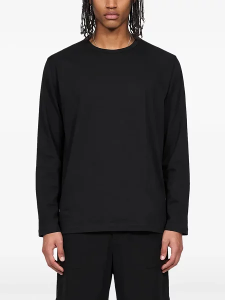 Дълго тениска Yohji Yamamoto с автограф черно