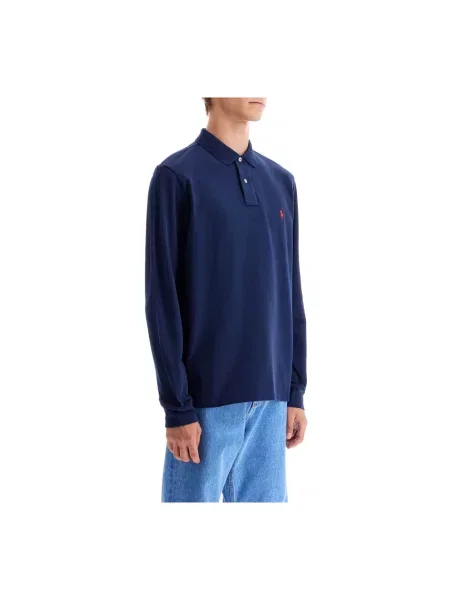 Koszulka polo Polo Ralph Lauren z długim rękawem z logo niebieska