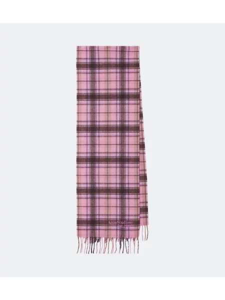 Fular Acne Studios de lână în carouri roz