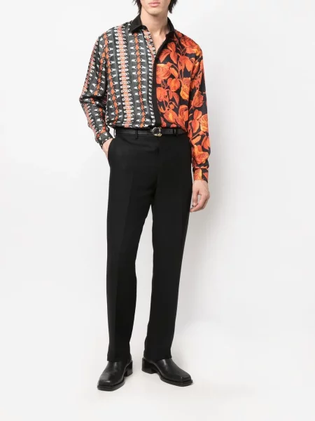Hedvábná košile Roberto Cavalli s potiskem