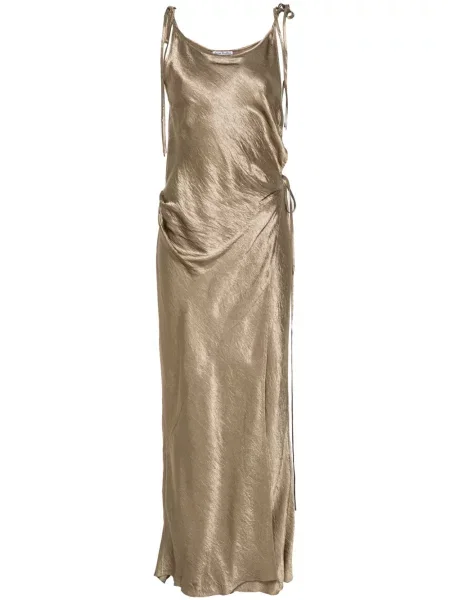 Rochie Acne Studios din satin de costum maro