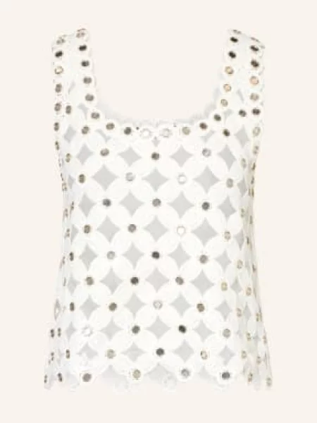 Dzianinowy top Maje z nitami biały