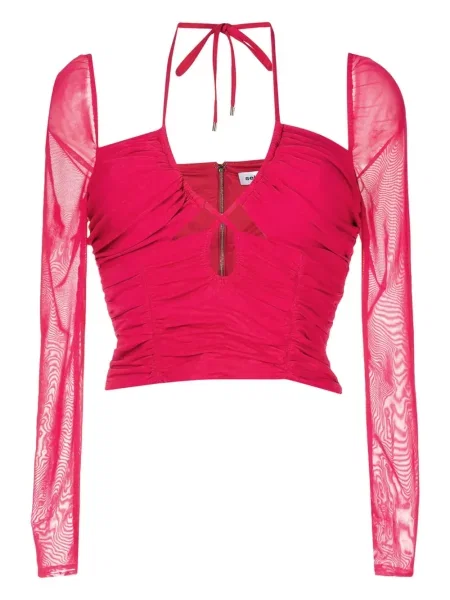 Cropp top Self-portrait cu gât halter roz