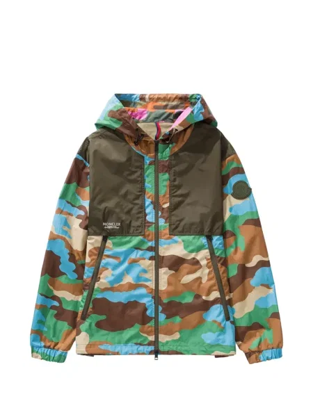 Geacă Moncler cu glugă cu model camuflaj verde