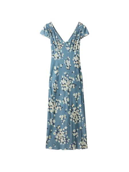 Rochie midi Rixo cu model floral cu imagine albastru