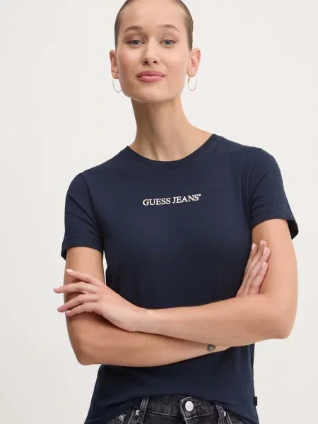 Guess Jeans T-Shirt Granatowy niebieska
