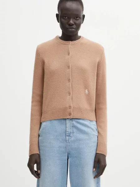 Sporty & Rich cardigan din lână SRC Cashmere light maro