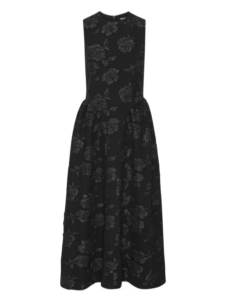 Rochie midi Rotate Birger Christensen cu model floral din jacard de costum negru