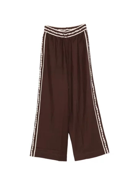 Pantaloni palazzo Alemais cu dungi cu cordon maro