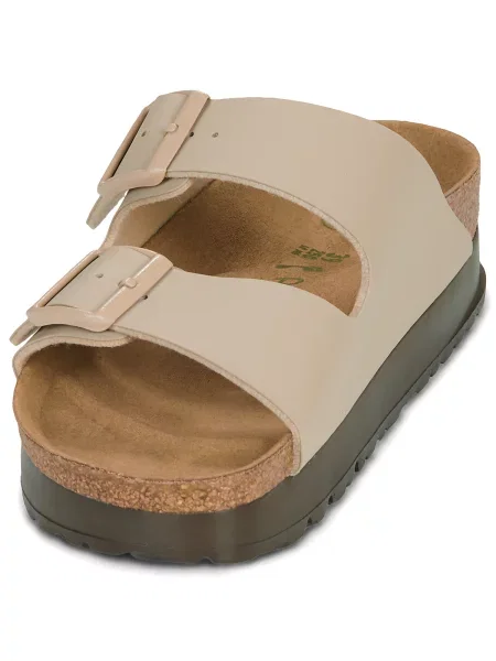 Papuci Birkenstock cu platformă bej