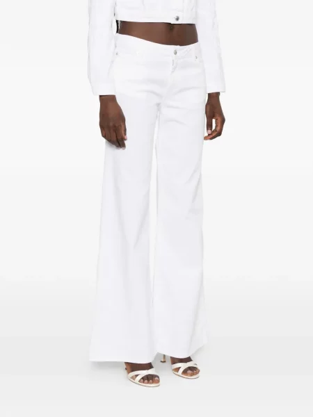 Jeansy dzwony Ermanno Firenze z 5 kieszeniami dzwony białe