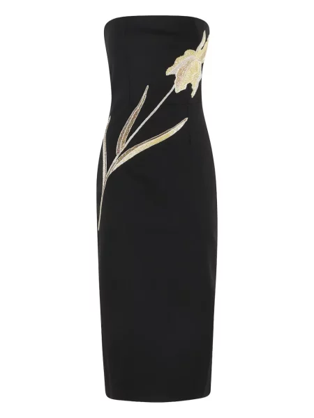 Rochie midi Staud cu model floral până la genunchi de costum negru