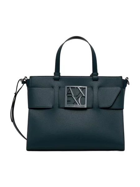 Armani Exchange torebka z imitacji skóry zielona
