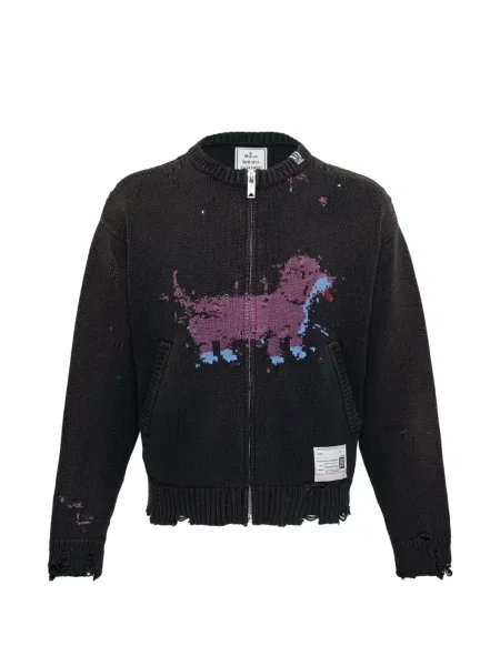 Cardigan Maison Mihara Yasuhiro din jacard negru