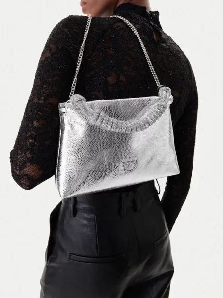 PINKO Ročna torba Mini Clutch+Manico SP Al PLTT Srebrna