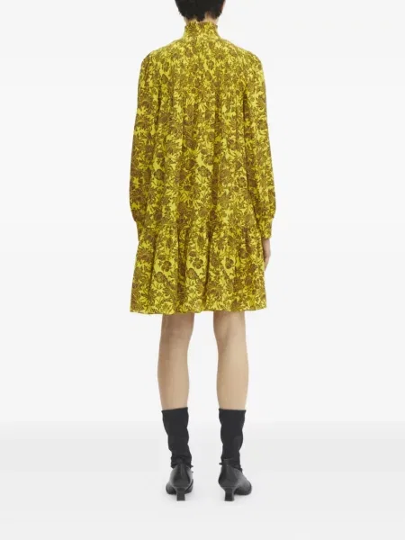 Rochie midi Rodebjer cu model floral cu imagine până la genunchi galben