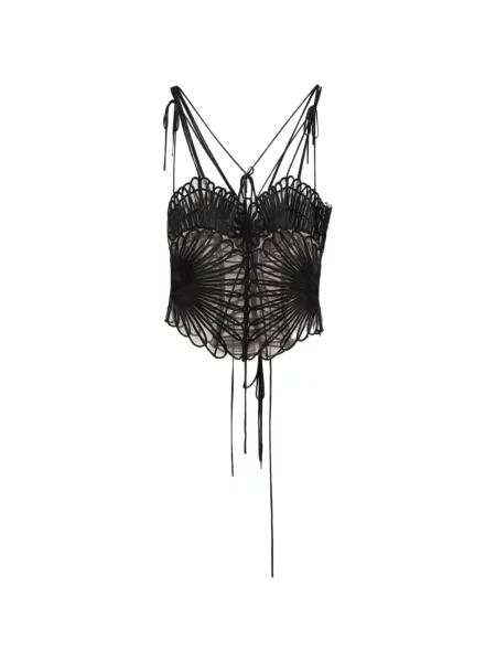 Top The Attico cu broderie din tul negru