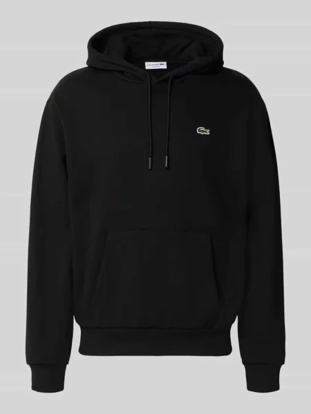 Bluza z kapturem o kroju relaxed fit z mieszanki bawełny Lacoste czarna