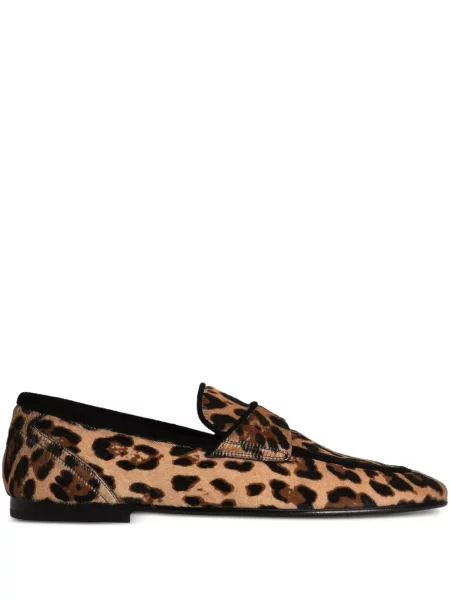 Pantofi loafer Dolce & Gabbana cu imagine cu model leopard maro