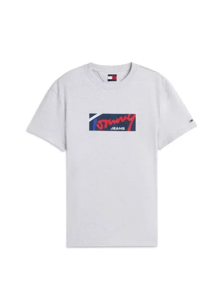 Tommy Jeans Tricou albastru / deschis / roșu gri