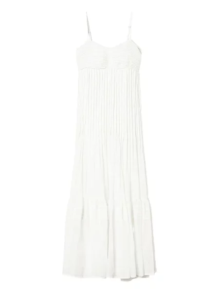 Rochie maxi Twinset plisată de costum alb