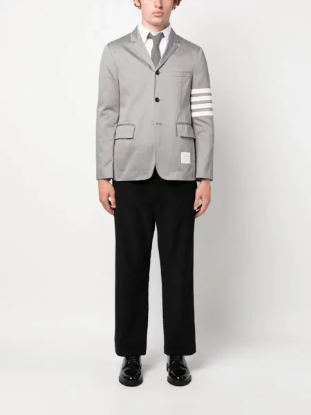 Manšestrové pruhované kalhoty Thom Browne černé