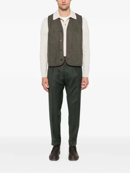 Matlasat vestă Koike Barcelona cu model herringbone maro