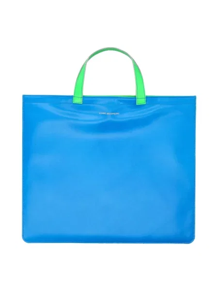 Shopperka Comme Des Garcons skórzana niebieska