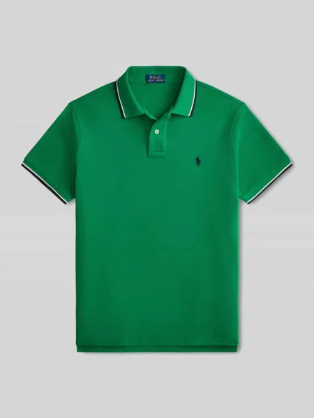 Koszulka polo o kroju slim fit z czystej bawełny Polo Ralph Lauren zielone