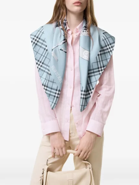Fular Burberry de mătase albastru