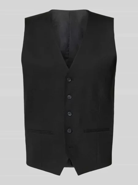 Kamizelka garniturowa o kroju slim fit z mieszanki bawełny Selected czarna