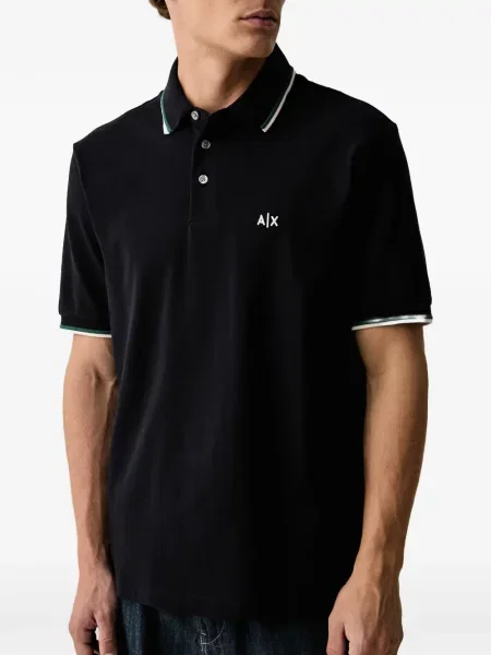 Tricou polo Armani Exchange cu autograf negru