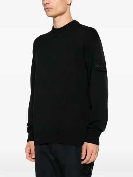 Megztinis Stone Island apvaliu kaklu akmenys juoda